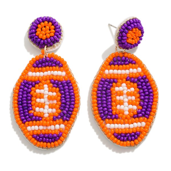 Beaded Football Earrings