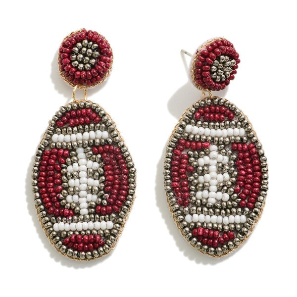 Beaded Football Earrings