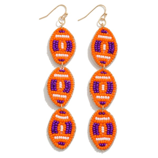 Beaded Waterfall Football Earrings