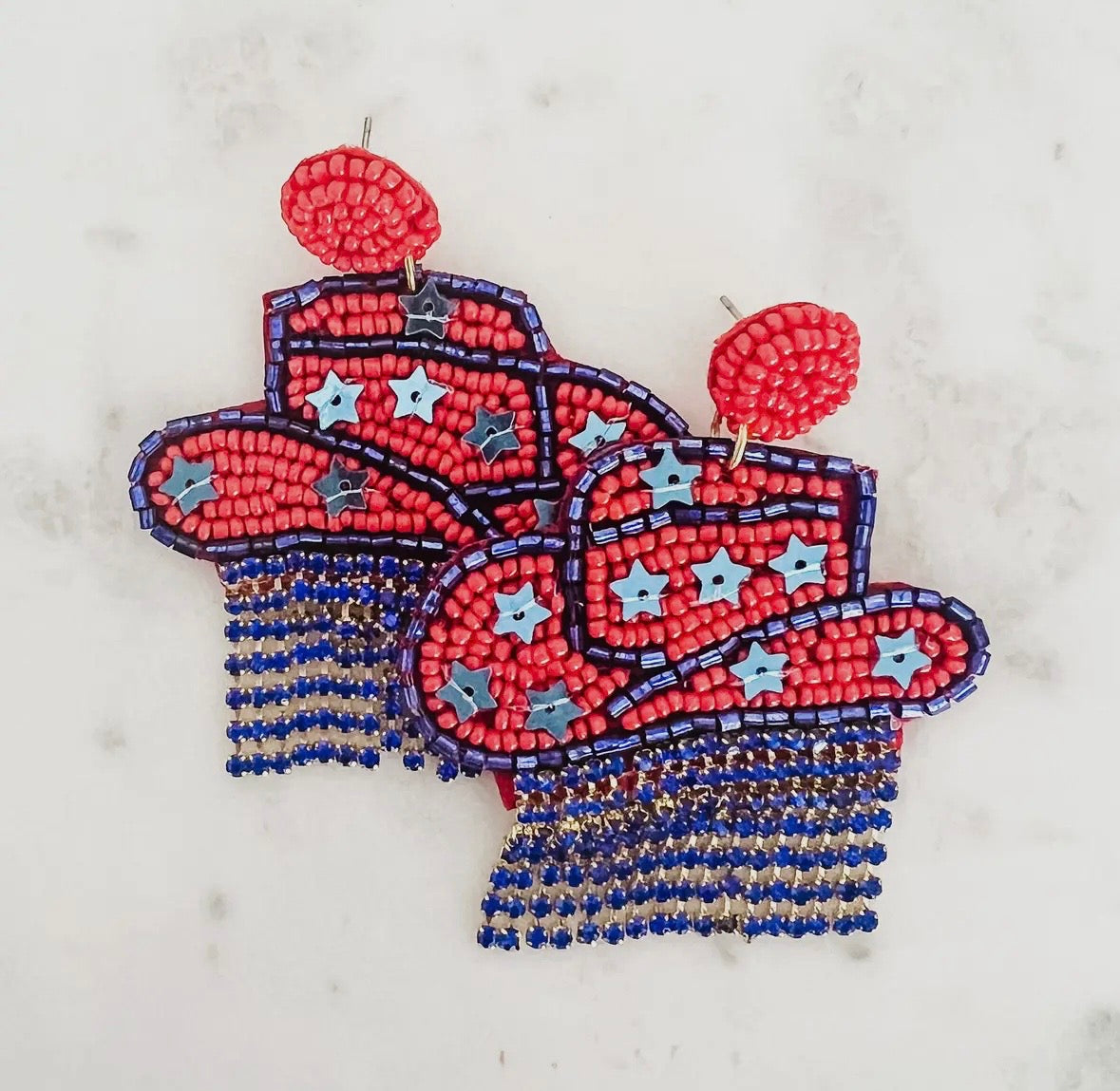 Stars & Stripes Cowboy Hat Earrings