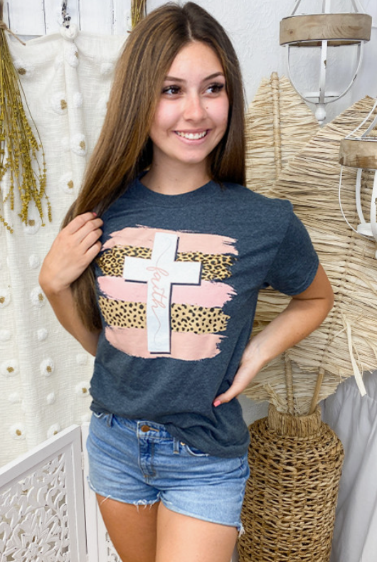 Brush Stroke Faith Cross Graphic Tee