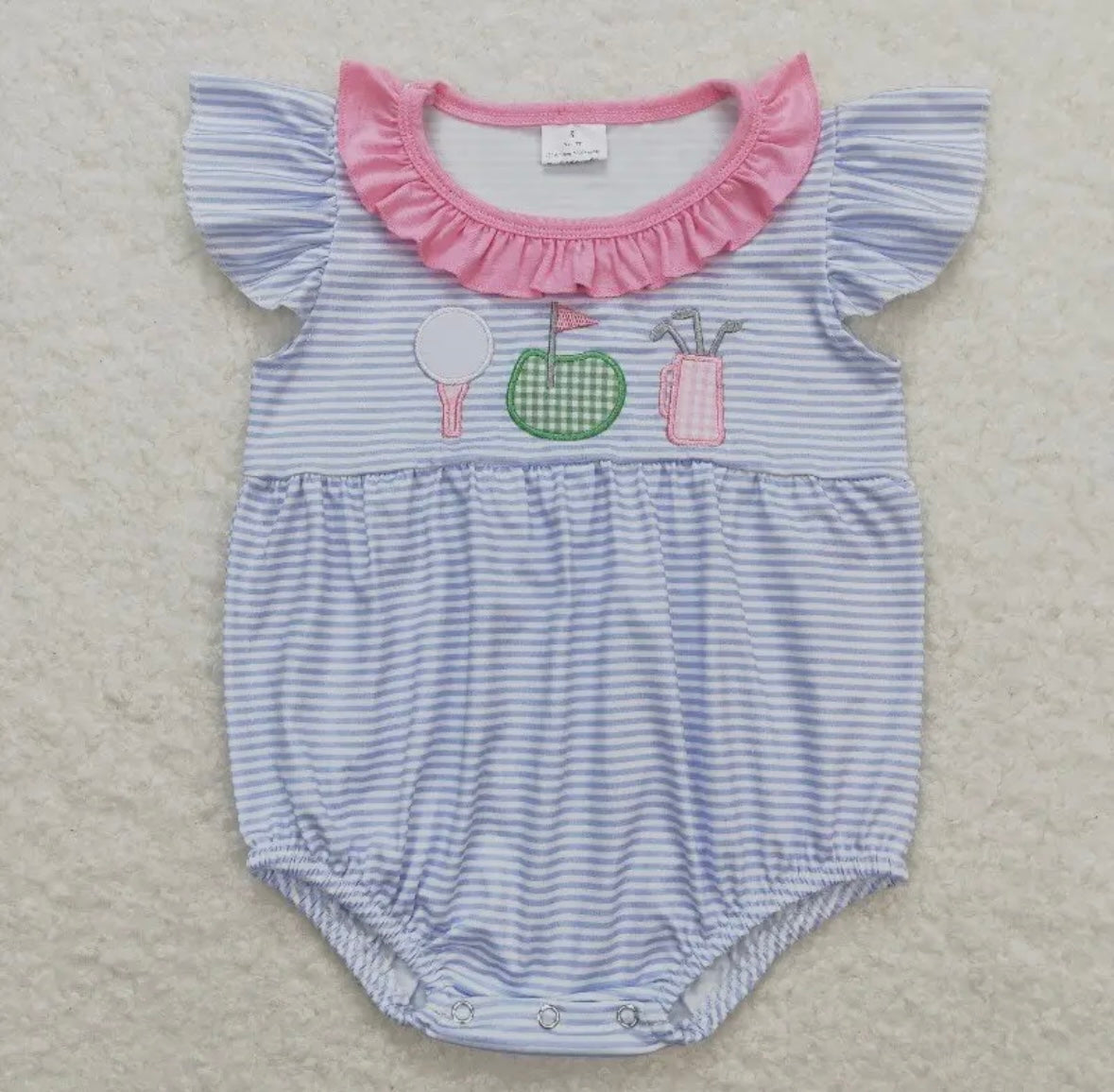 Baby Girl Golf Applique Bubble Romper