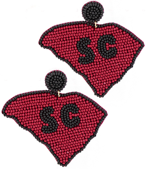 South Carolina Map Earrings (Garnet/Black)