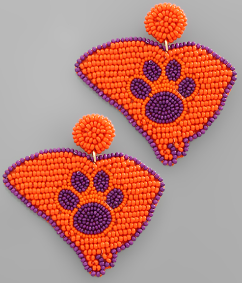 South Carolina Map Paw Earrings