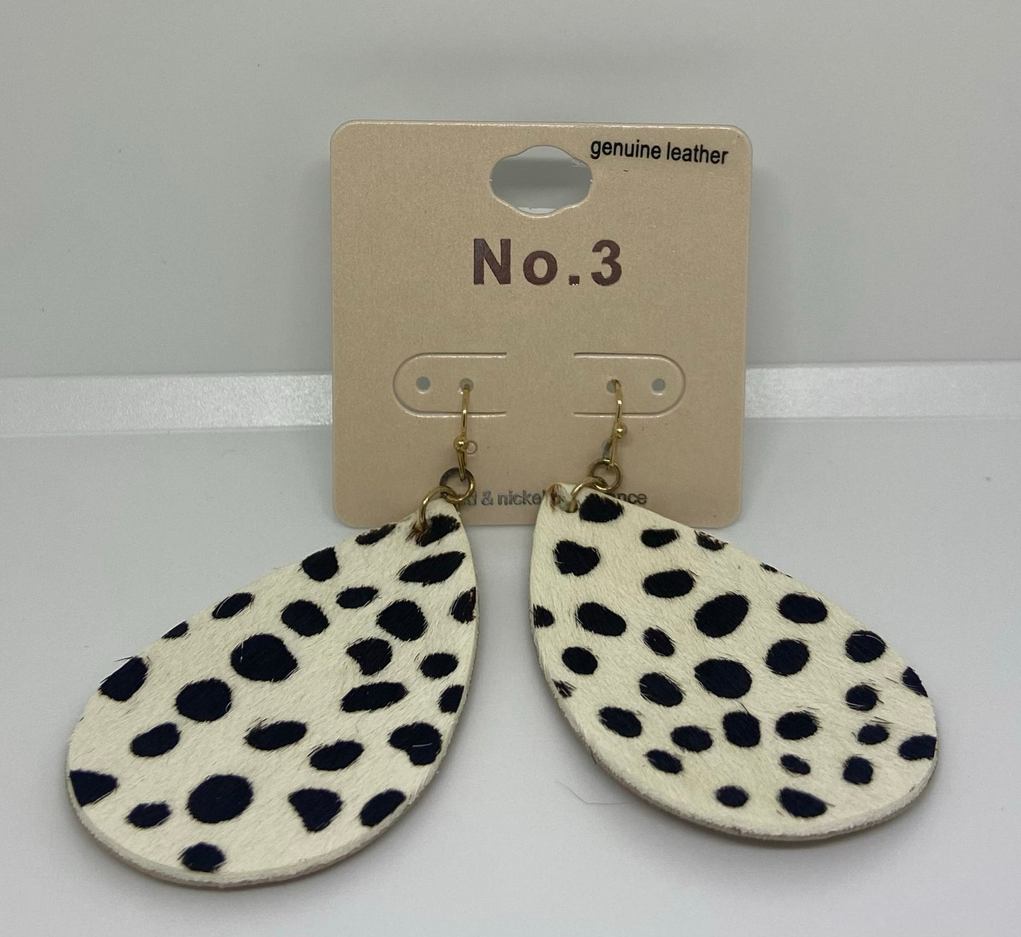 Cheetah Print Leather Teardrop Earrings