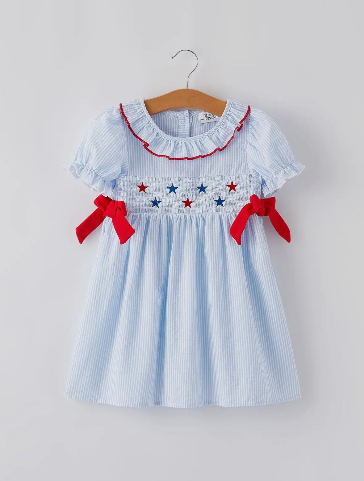 Red, White, and Blue Star Seersucker Dress