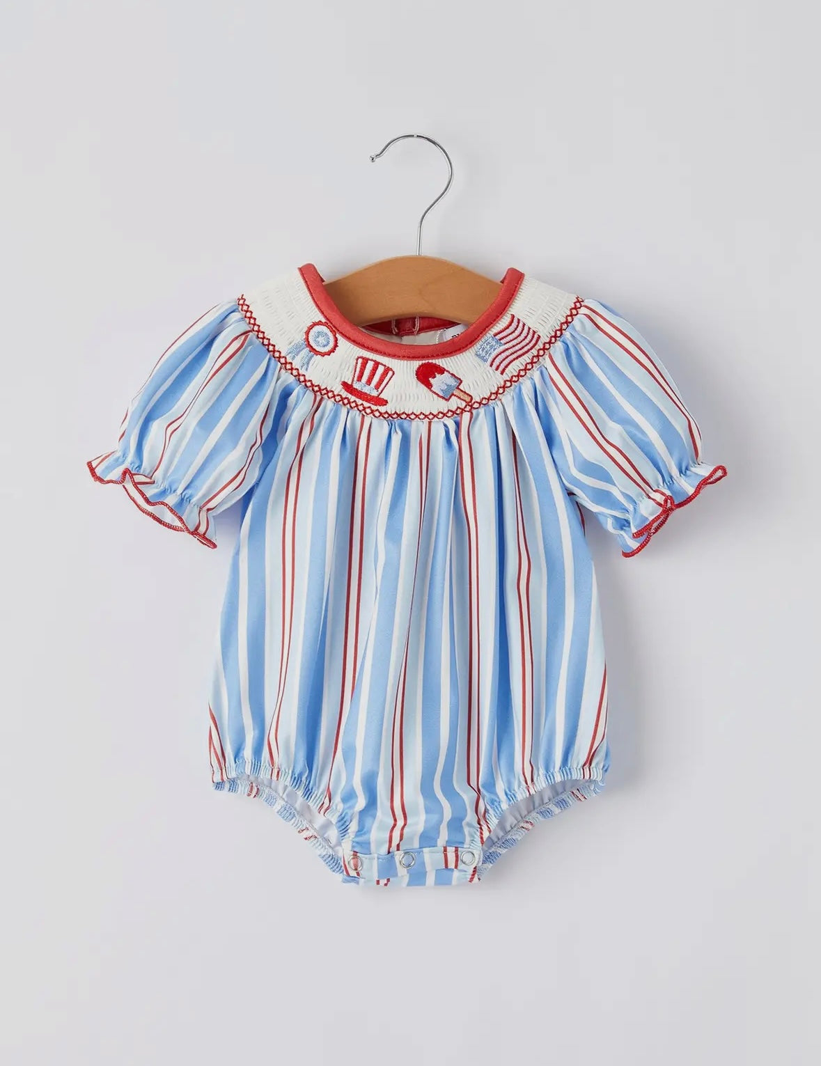 Patriotic Smocked Baby Bubble Romper