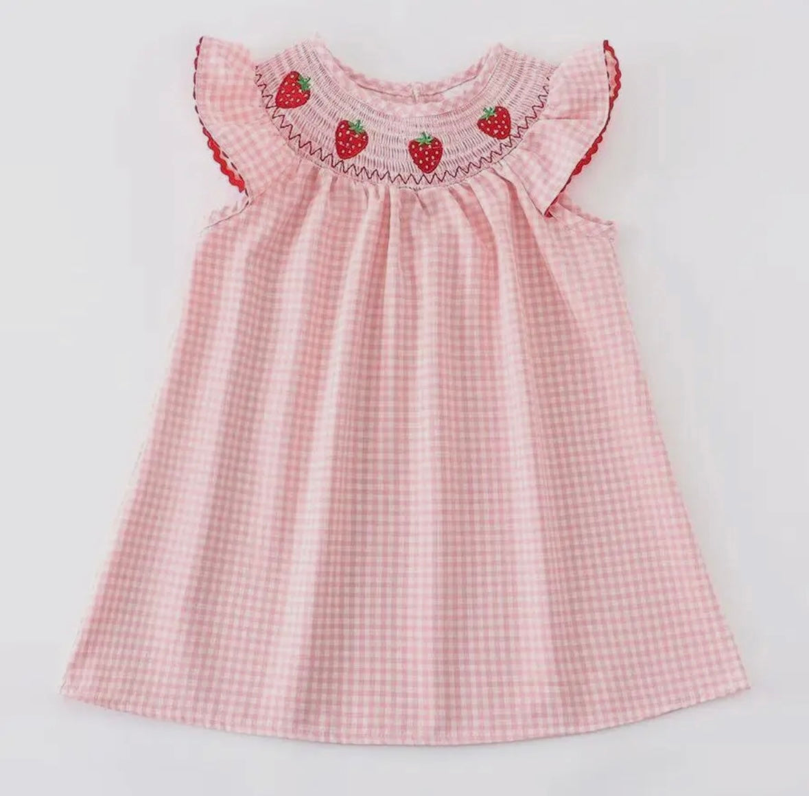 Strawberry Smocked Gingham Dress