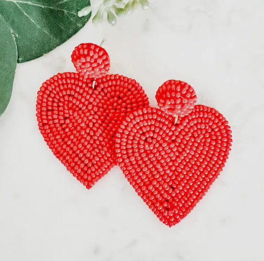 Be Mine Beaded Heart Earrings
