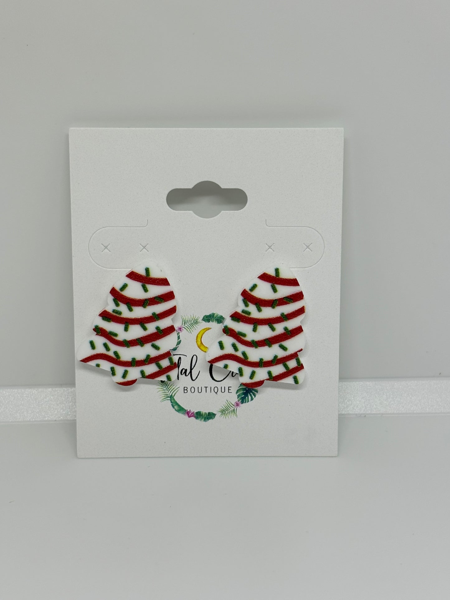 Christmas Tree Cake Earrings (Larger)