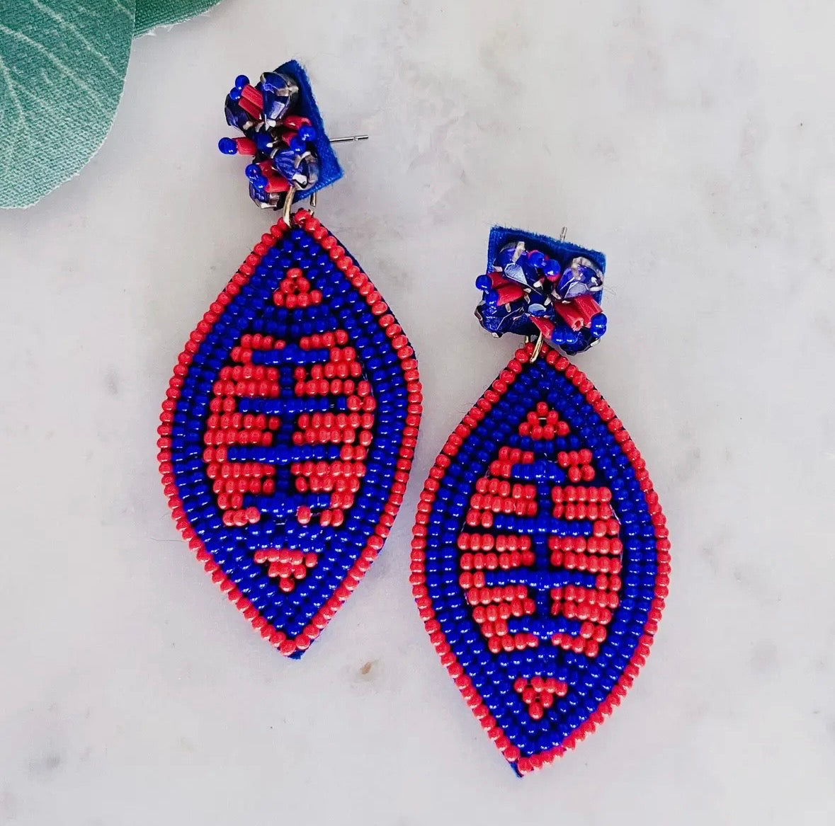 Friday Night Lights Football Beaded Earrings