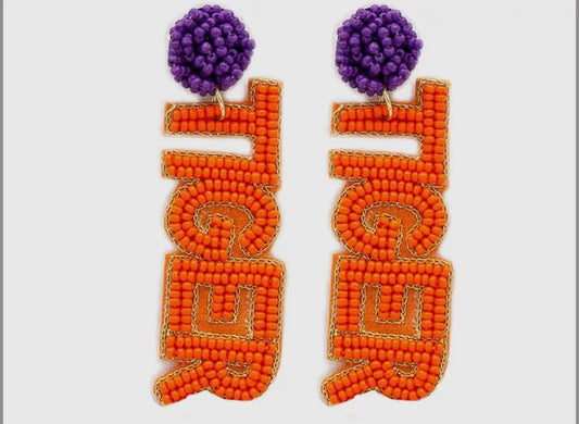 Tiger Pride Beaded Earrings