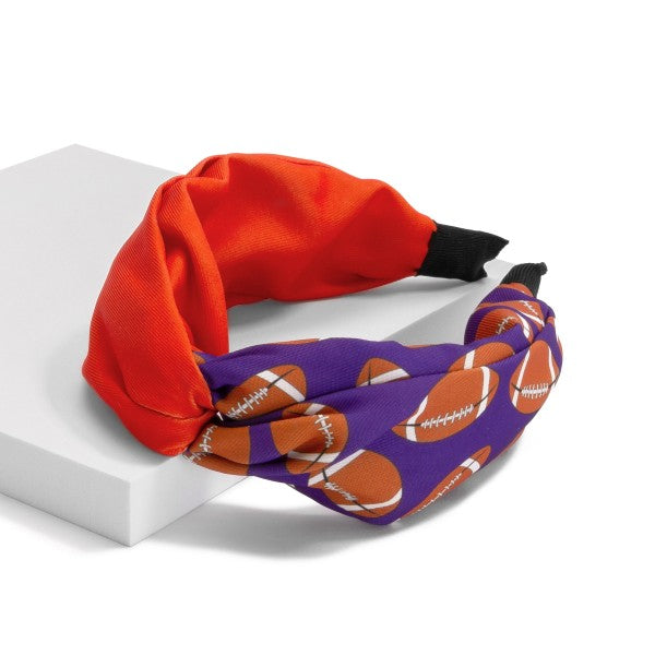 Football Printed Headband With Twist Knot Detail