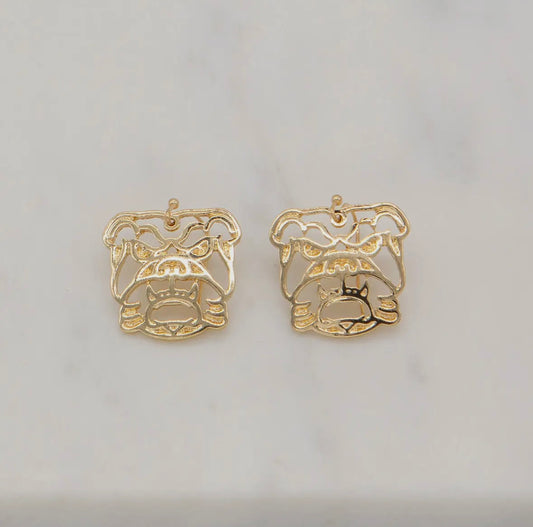 Bulldog Pride Earrings Gold 1”