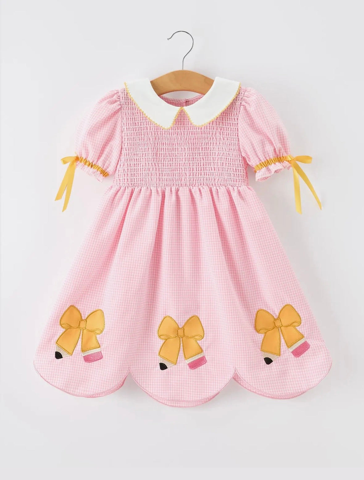 Back to School Bows Smocked Dress