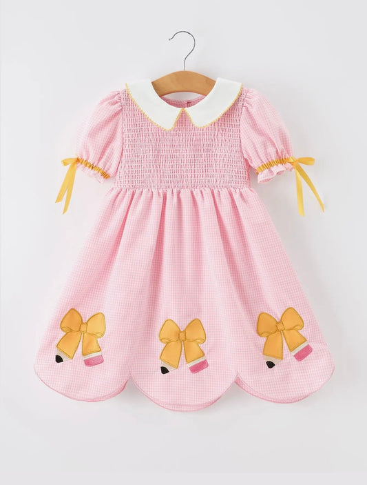Back to School Bows Smocked Dress