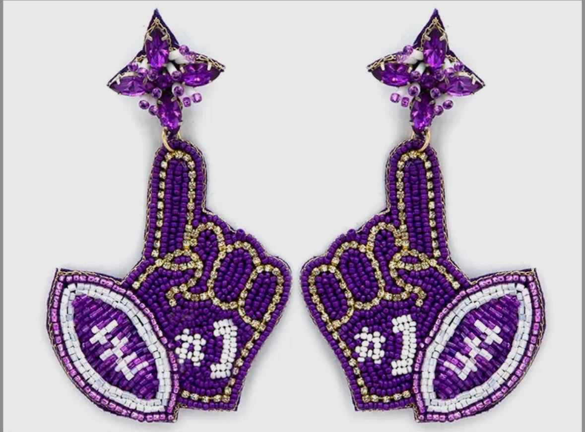 Purple Reign #1 Fan Beaded Earrings