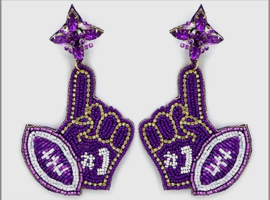 Purple Reign #1 Fan Beaded Earrings