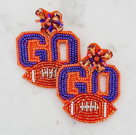 Gameday Glam “GO” Beaded Earrings