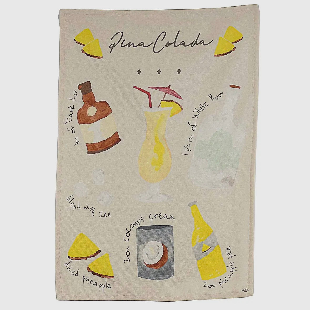 Pina Colada Recipe Tea Towel