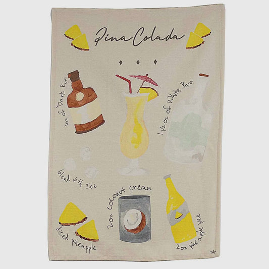 Pina Colada Recipe Tea Towel