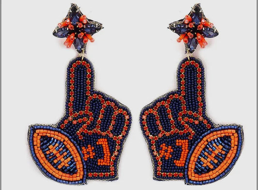 Kickoff Queen #1 Fan Beaded Earrings