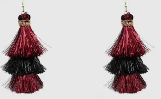 Garnet Nights Tassel Earrings