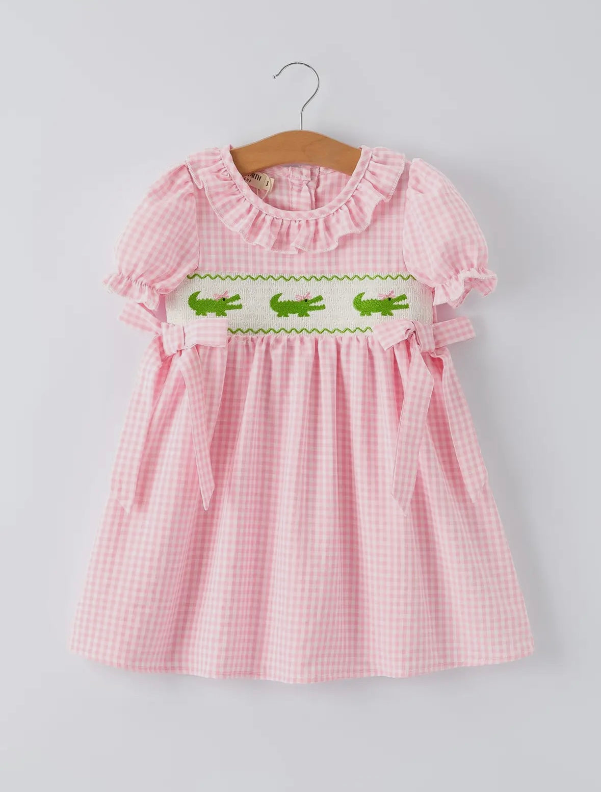 Pink Gingham Gator Smocked Dress