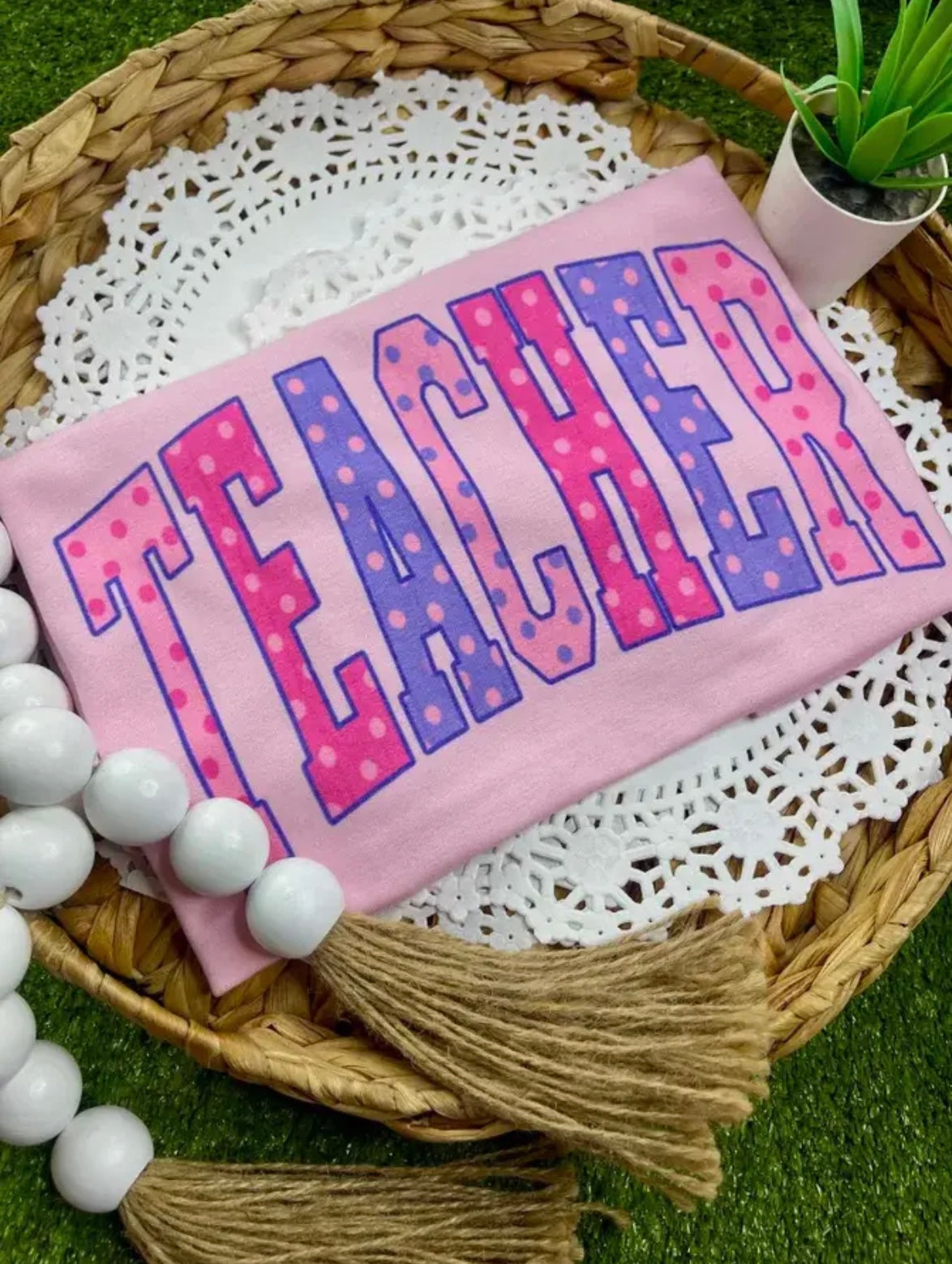 Pink Pop Teacher Tee