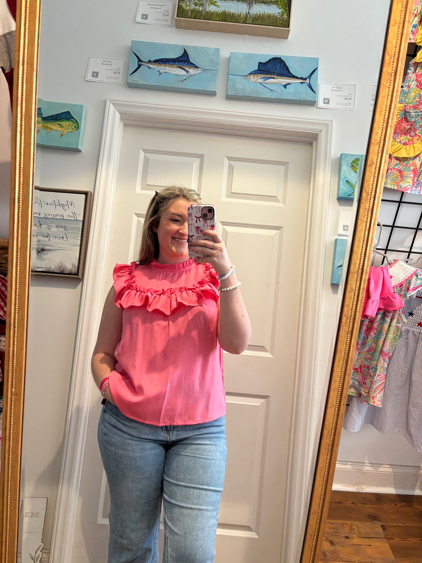 Sweet Coral Ruffle Top