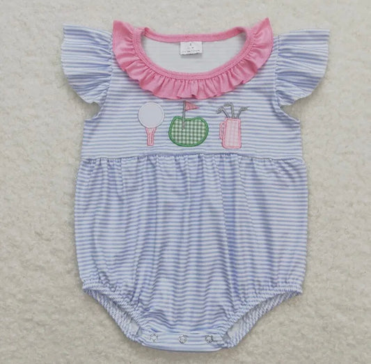 Baby Girl Golf Applique Bubble Romper