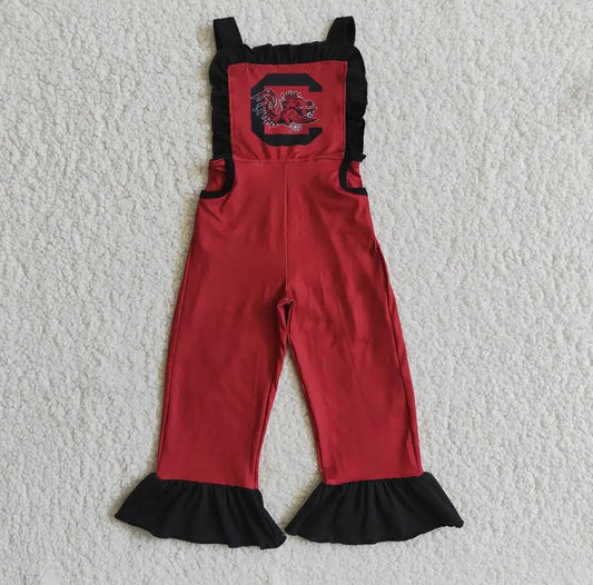 Game Day Ruffle Jumpsuit- Garnet & Black