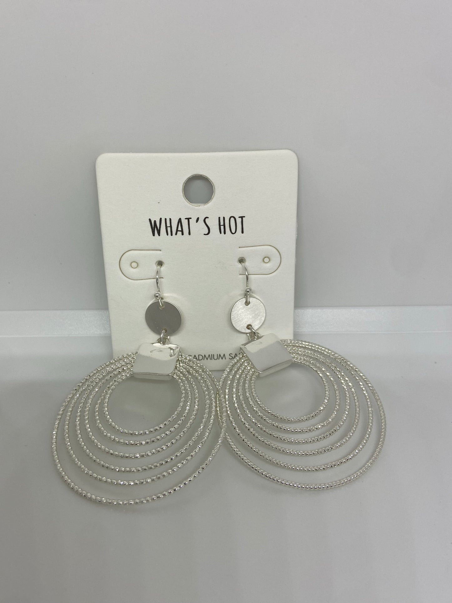Silver Multi Layered Wired Circle 2" Earrings