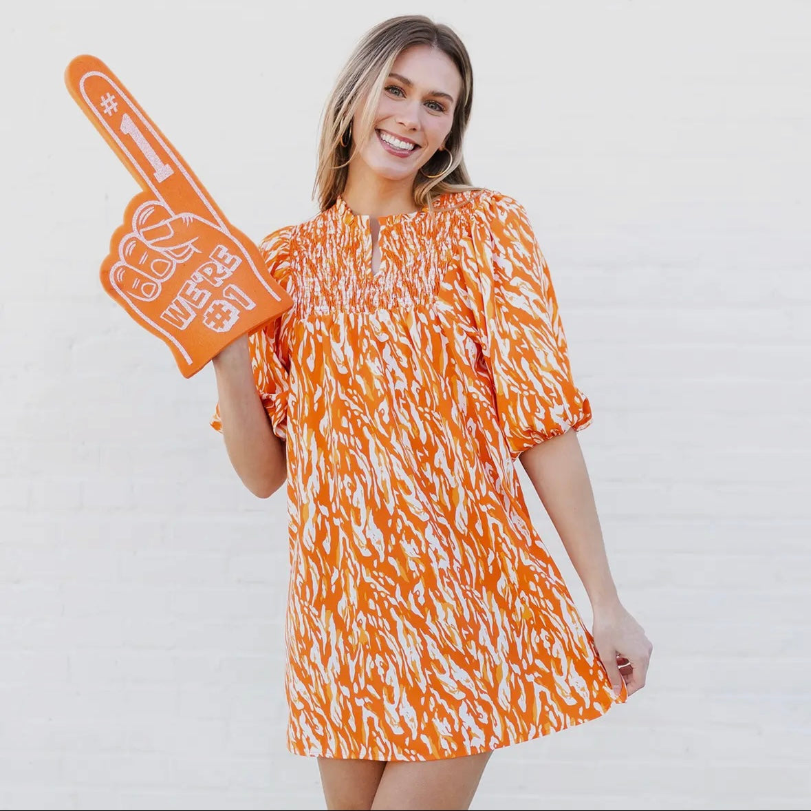 Touchdown Twist Smocked Dress