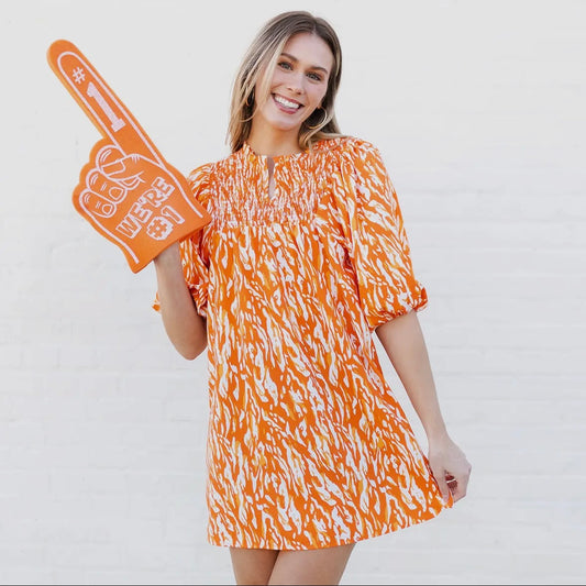 Touchdown Twist Smocked Dress