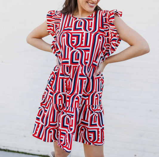 Victory Vibes Ruffle Game Day Dress