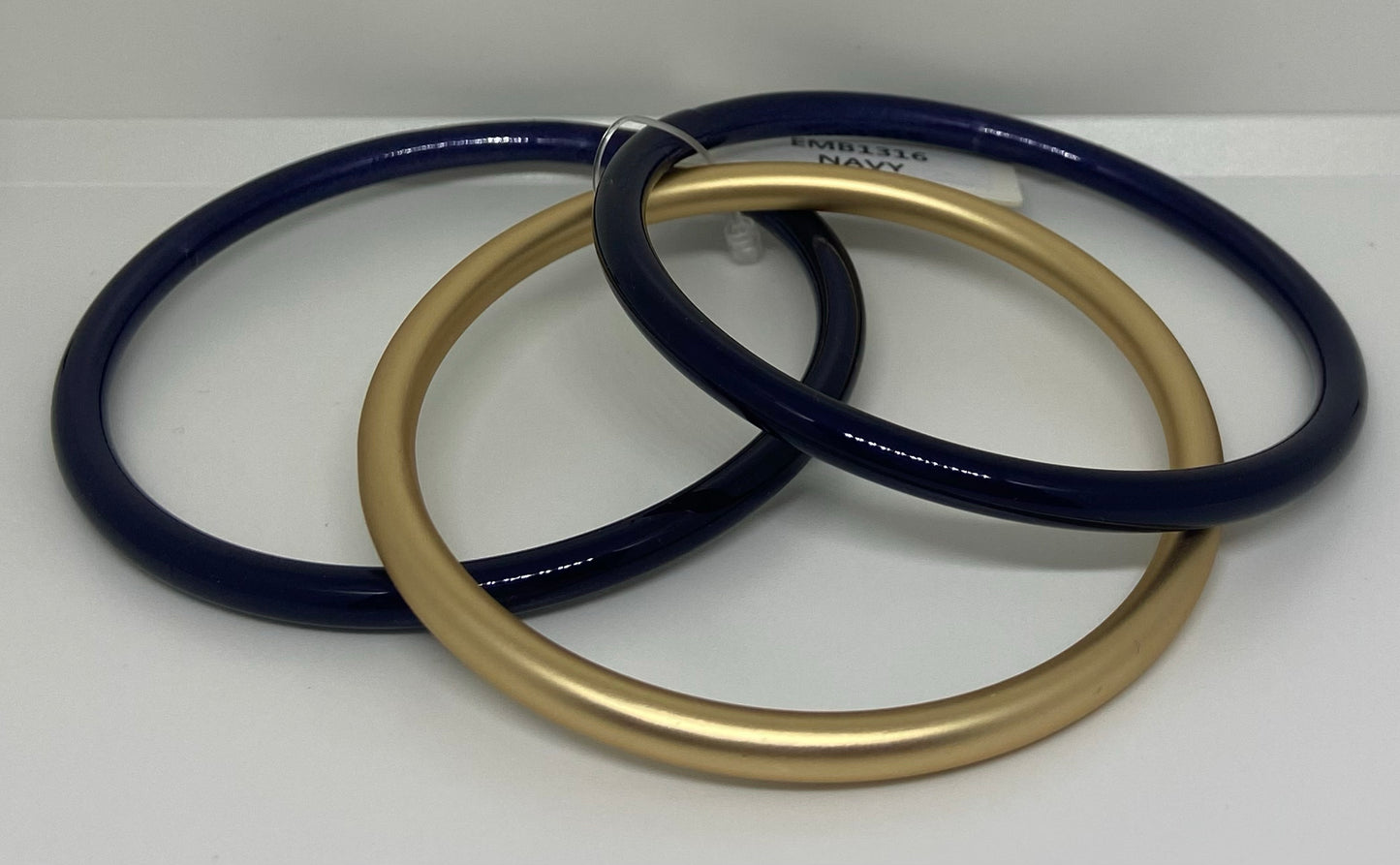 3 Row Color Coated Metal Bracelet Set- Navy