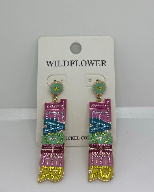 Multicolor TEACHER Letter Earrings