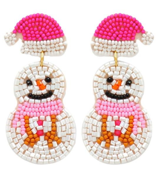 Snowman & Hat Bead Earrings