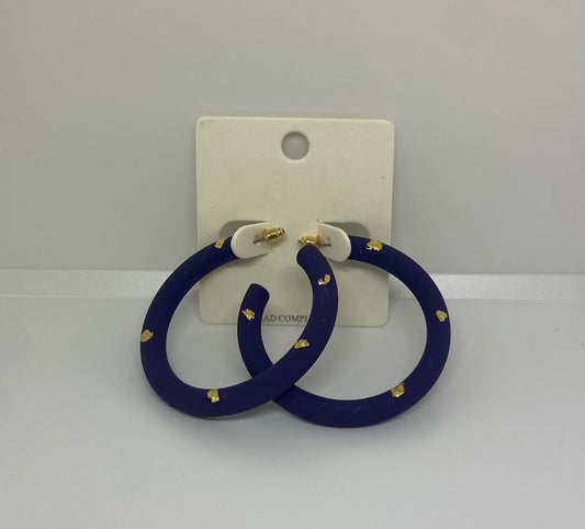 Gold Dot Paint Hoops- Navy