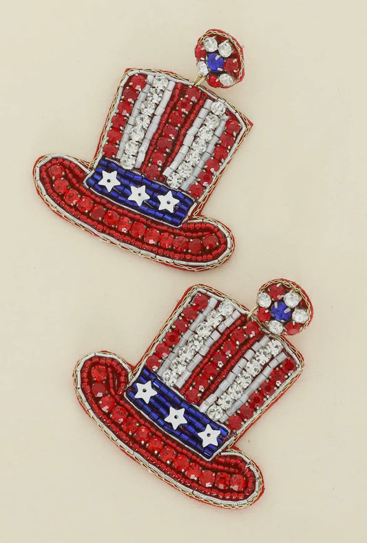 Uncle Sam Top Hat Earrings