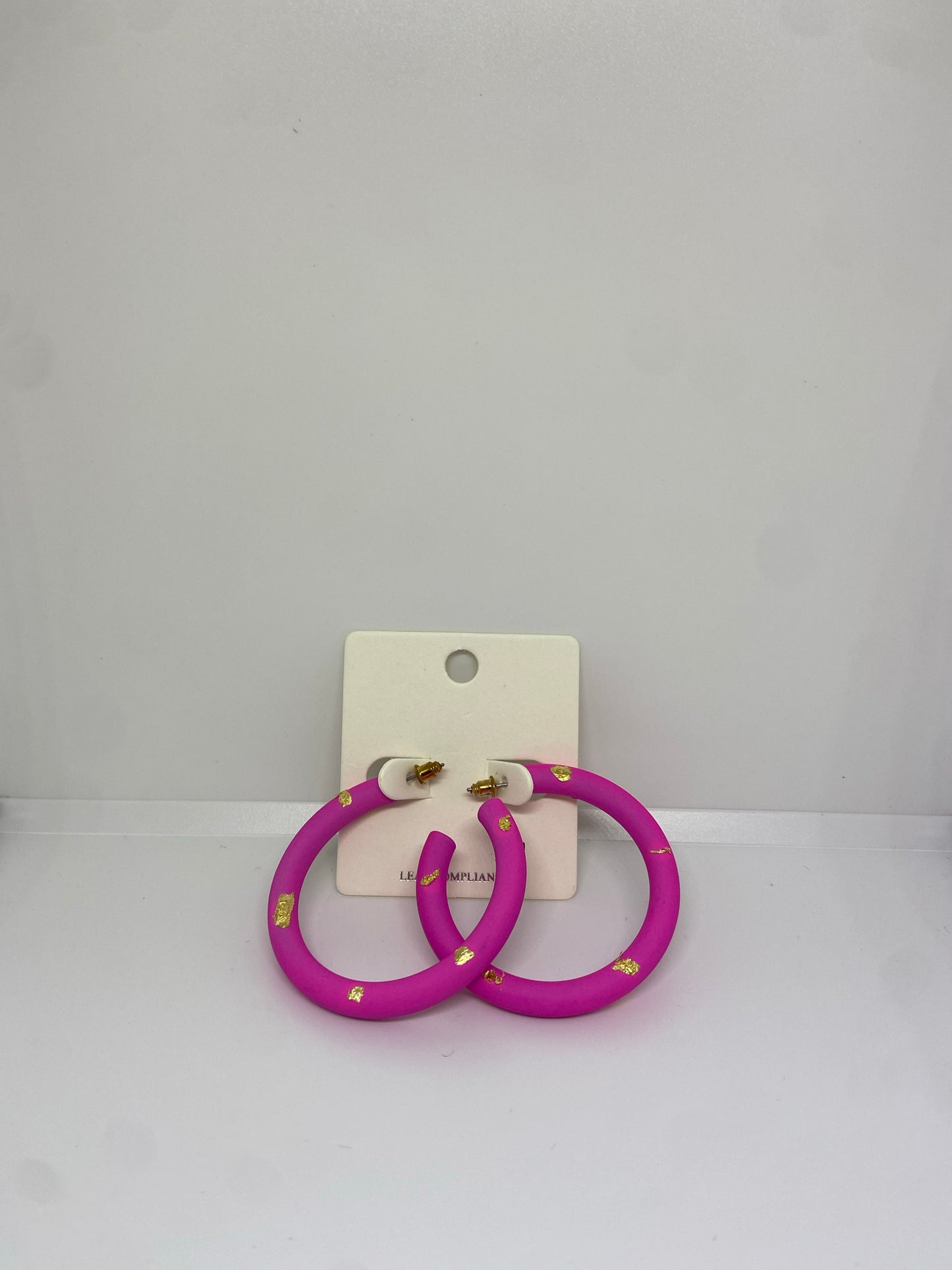 Gold Dot Paint Hoops (Hot Pink)