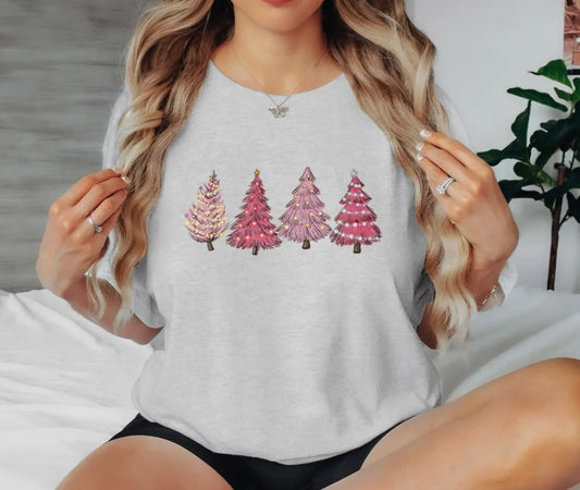 Pink Christmas Trees Graphic Tee