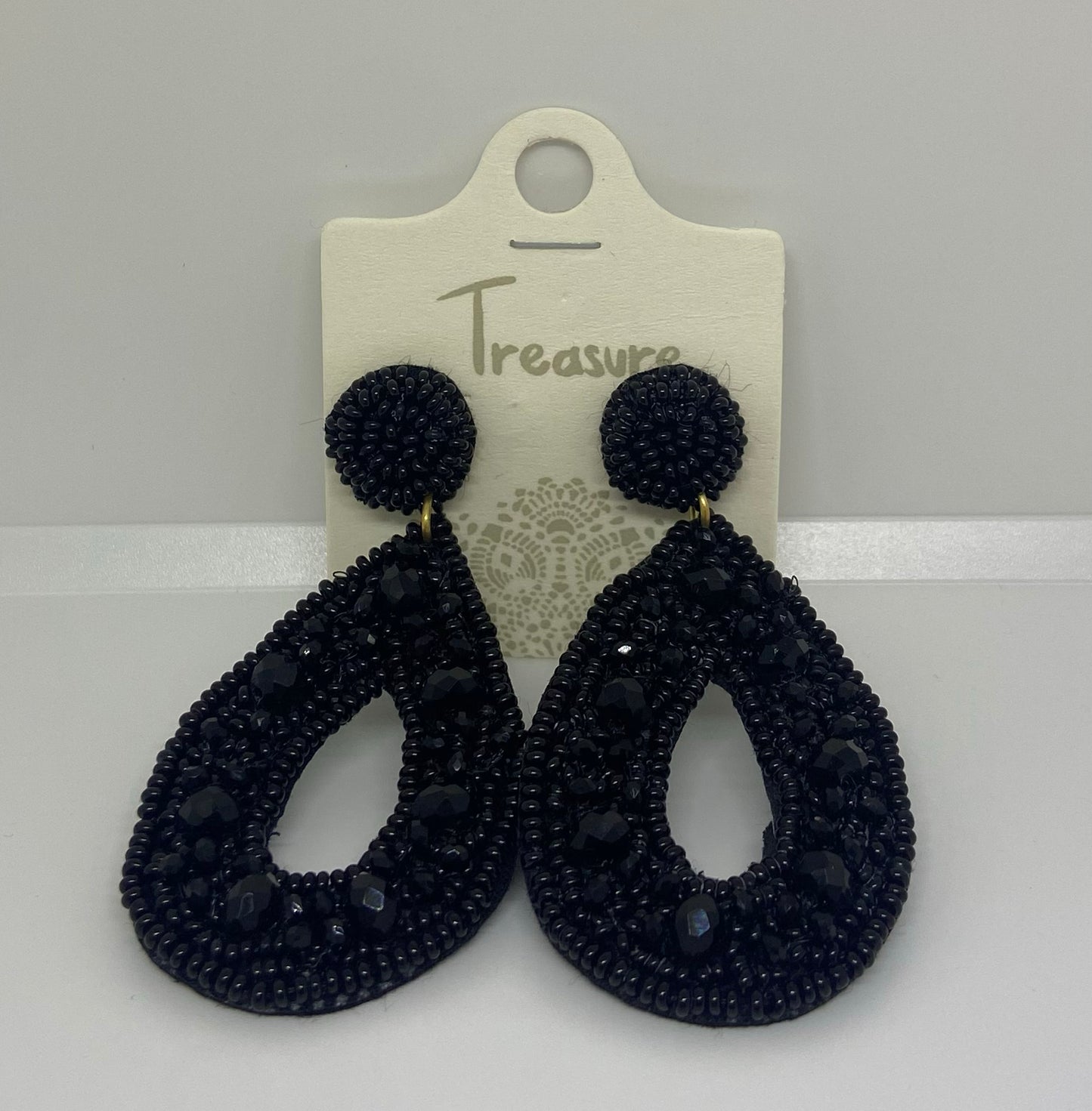 Glass & Seed Bead Teardrop Earrings