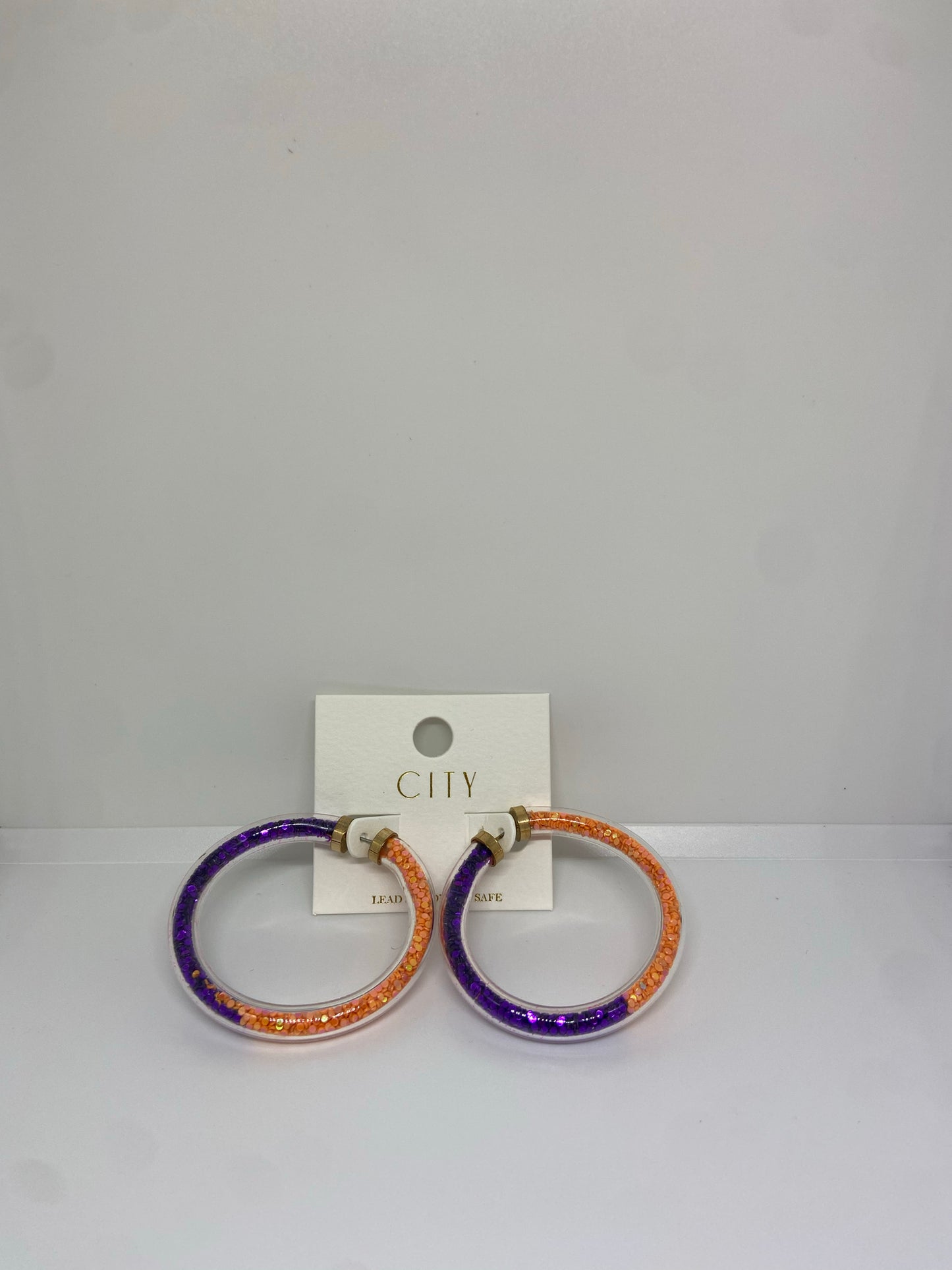 Glitter Tube Jelly Hoops (Orange/Purple)