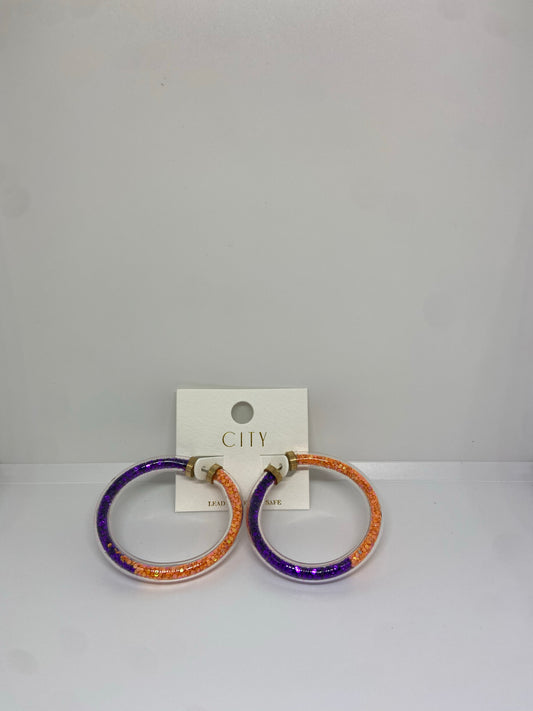 Glitter Tube Jelly Hoops (Orange/Purple)