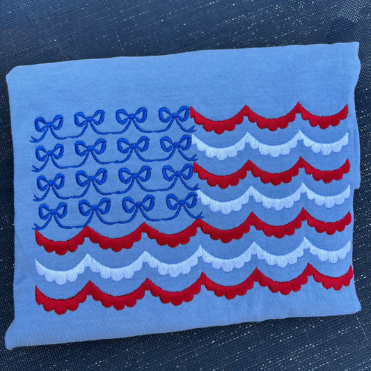 Americana Bows Embroidered Tee